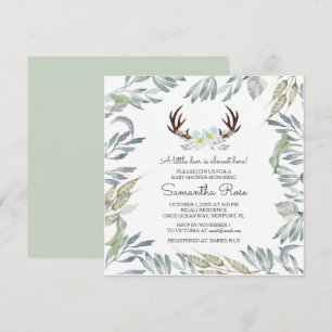 DEER ANTLER Boy Baby Shower Invite - Square