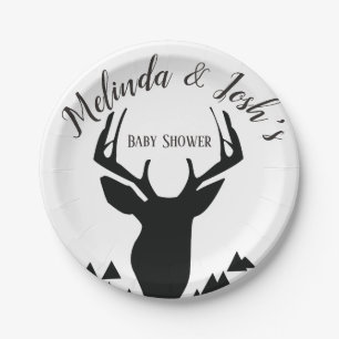 Deer Antler Buck Wild Baby Shower Paper Plate