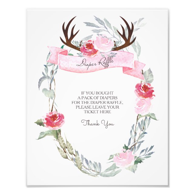 Deer Antler Diaper Raffle Sign (Front)