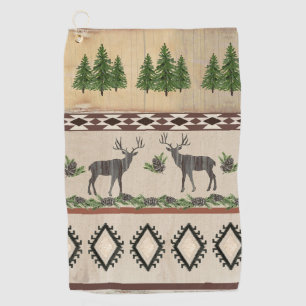 Deer Antler Forest Rustic Wooden Western Mountain Golf Towel