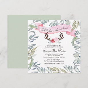 DEER ANTLER Girl Baby Shower Invite - Square