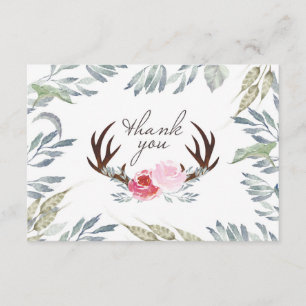 Deer Antler Girl Baby Shower Thank You Card
