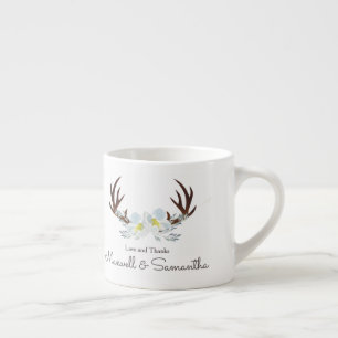 DEER ANTLER Rustic Sage Green Wedding Favour Espresso Cup