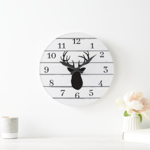 Deer Antler Rustic Wood Decor Large Large Clock