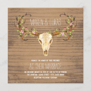 Deer Antler Skull Southwestern Wedding Invitation