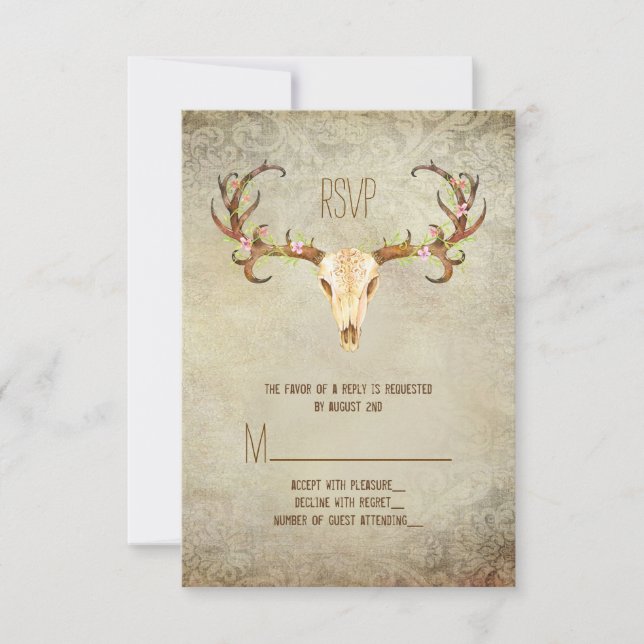 Deer Antler Southwestern Wedding RSVP Card (Front)