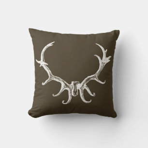 Deer Antler Stag Brown Retro Charm Antlers Cushion