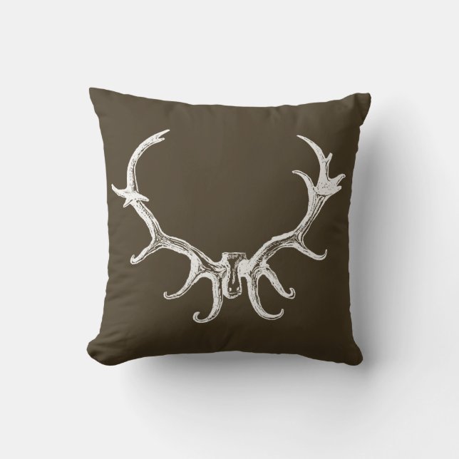 Deer Antler Stag Brown Retro Charm Antlers Cushion (Front)