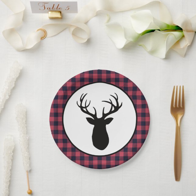 Deer Antler Wilderness Mountain Paper Plate (Wedding)