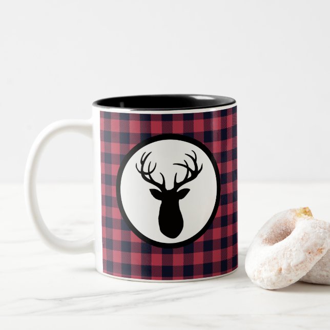 Deer Antler Wilderness Mountain Two-Tone Coffee Mug (With Donut)