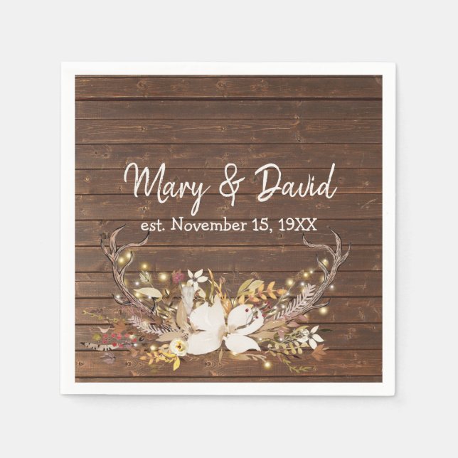 Deer Antlers Anniversary Party Napkin (Front)