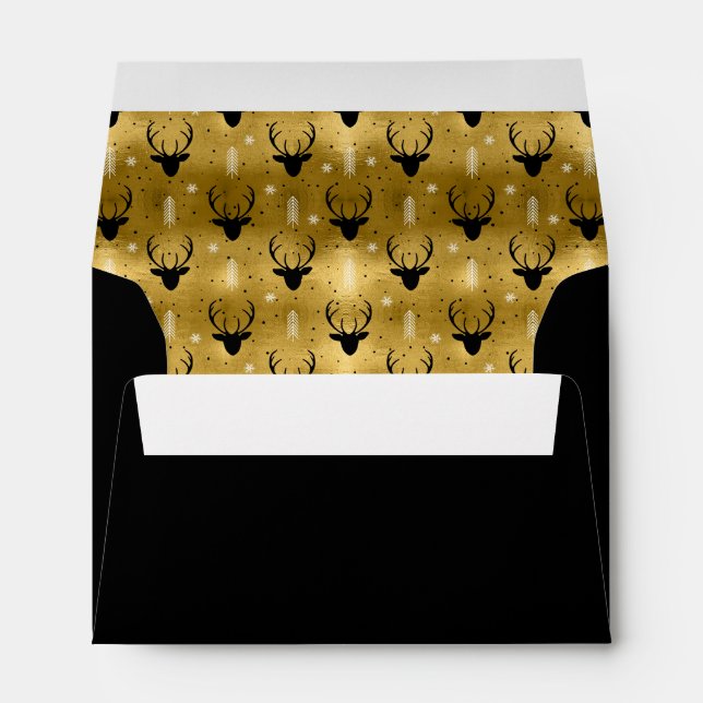 Deer Antlers Arrows Christmas Pattern Gold ID861 Envelope (Back (Bottom))