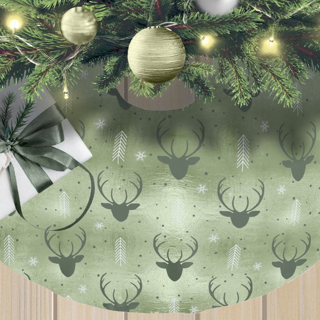 Deer Antlers Arrows Christmas Pattern Green ID861 Brushed Polyester Tree Skirt (Creator Uploaded)