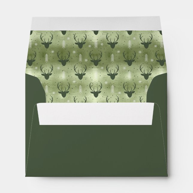Deer Antlers Arrows Christmas Pattern Green ID861 Envelope (Back (Bottom))