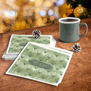 Deer Antlers Arrows Christmas Pattern Green ID861 Napkin