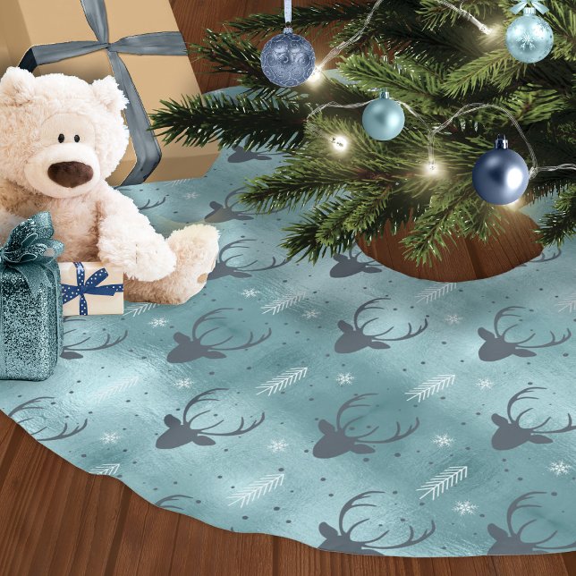 Deer Antlers Arrows Christmas Pattern Teal ID861 B Brushed Polyester Tree Skirt (Creator Uploaded)