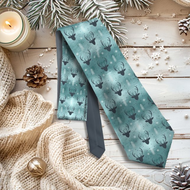 Deer Antlers Arrows Christmas Pattern Teal ID861 Tie (Creator Uploaded)