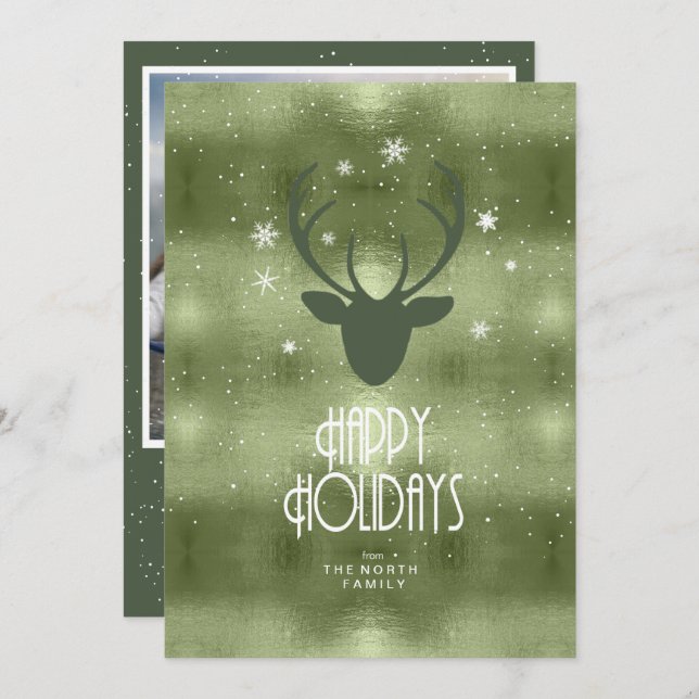 Deer Antlers Arrows Christmas Photo Green ID861 Announcement (Front/Back)