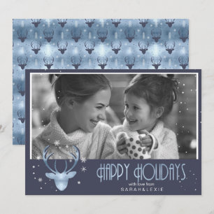Deer Antlers Arrows Christmas Photo V2 Blue ID861 Invitation