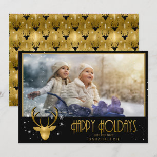 Deer Antlers Arrows Christmas Photo V2 Gold ID861 Invitation