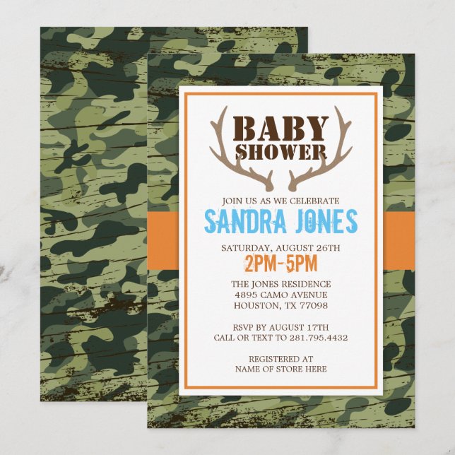Deer Antlers Baby Shower Invitation (Front/Back)