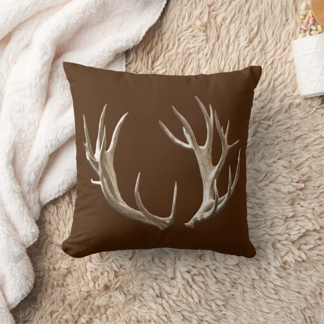 Deer Antlers Brown Animal Nature Throw Pillow (Blanket)