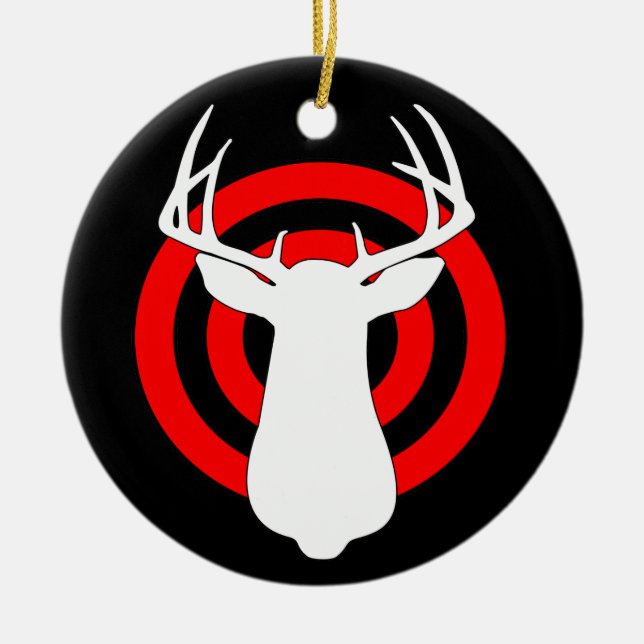 Deer Antlers Bullseye Ceramic Tree Decoration (Front)