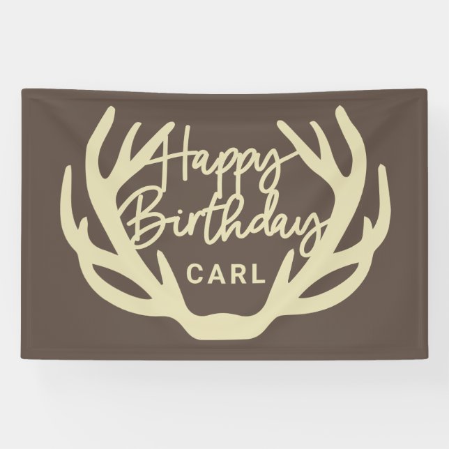 Deer antlers Happy Birthday custom   Banner (Horizontal)