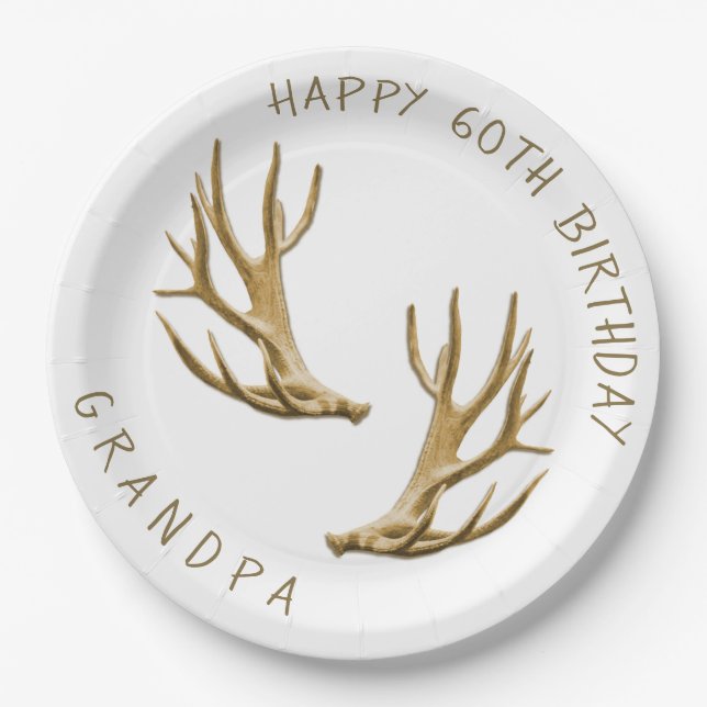 Deer Antlers Hunter Birthday Personalised Plates (Front)
