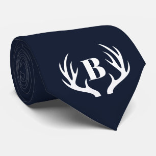 Deer Antlers Men's Blue and White Tie