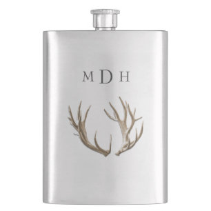 Deer Antlers Monogrammed Flask For Him