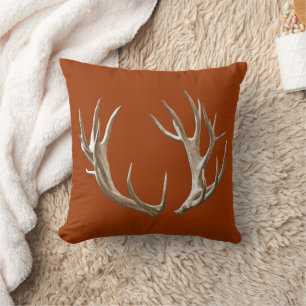 Deer Antlers Orange Animal Nature Throw Pillow