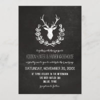 Deer Antlers Rustic Chalkboard Wedding