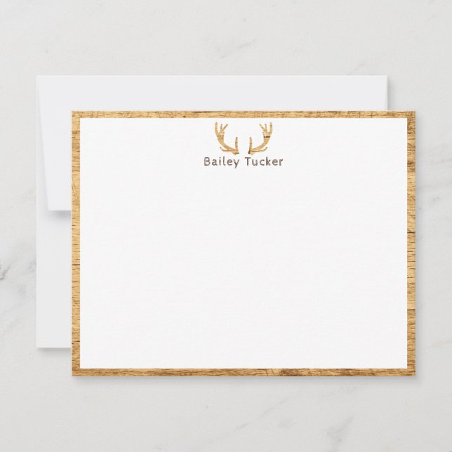 Deer Antlers Rustic Wood Hunting Hunter Custom Card (Front)