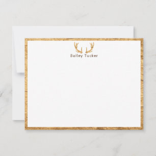 Deer Antlers Rustic Wood Hunting Hunter Custom Card