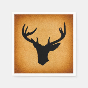 Deer Antlers Silhouette Rustic Vintage Buck Deer Napkin
