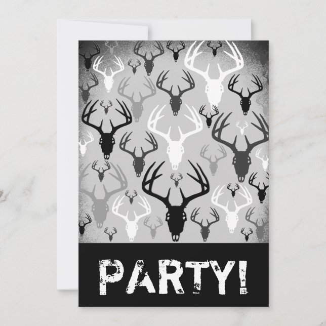 Deer Antlers Skull pattern Invitation (Front)