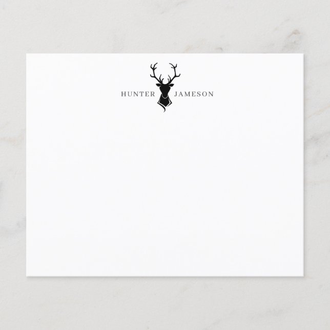 Deer Antlers Stag Head | Black Grey Monogram (Front)