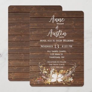 Deer Antlers Wedding Bouquet  Invitation