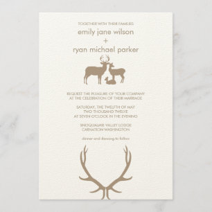 Deer + Antlers Wedding Invitation