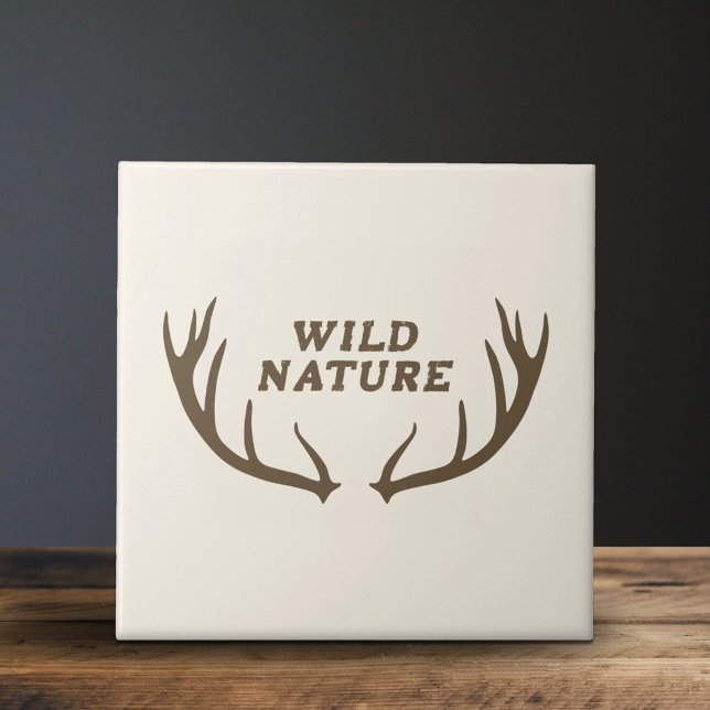 Deer Antlers & Wild Nature Tile (Deer Antlers & Wild Nature Ceramic Tile)