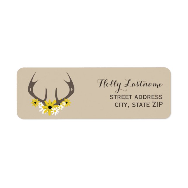 Deer Antlers + Wildflowers Address Label (Front)