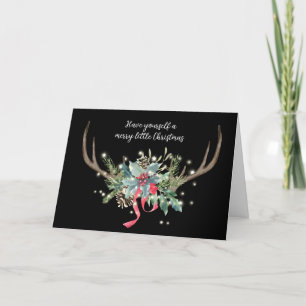 Deer Antlers with Christmas Bouquet Card
