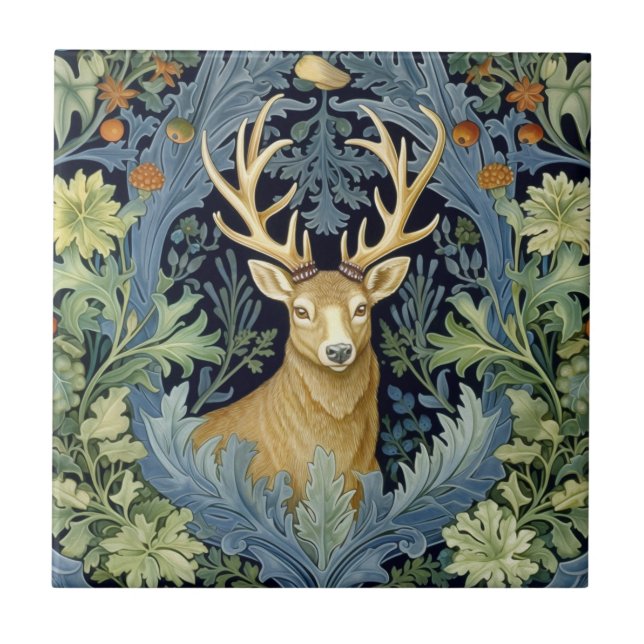 Deer art nouveau tile (Front)