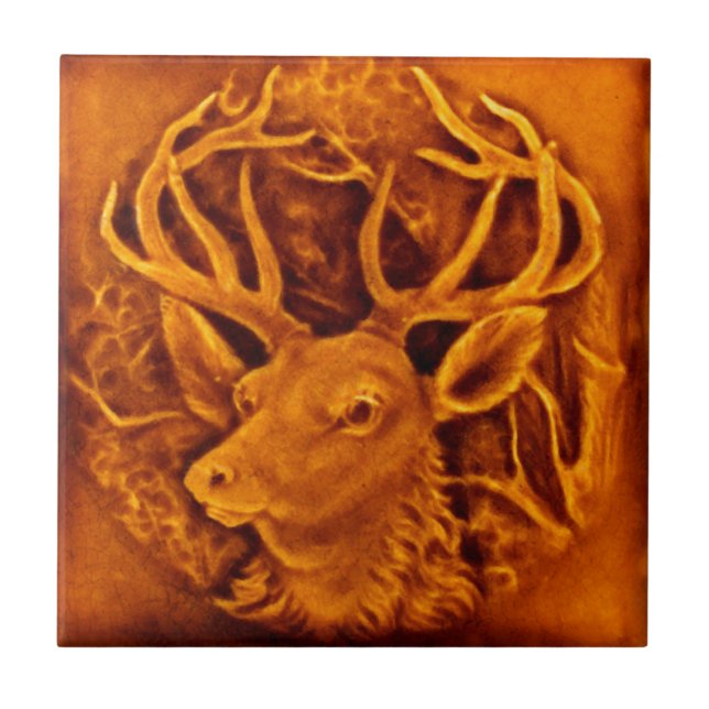 Deer Art Nouveau Tile (Front)