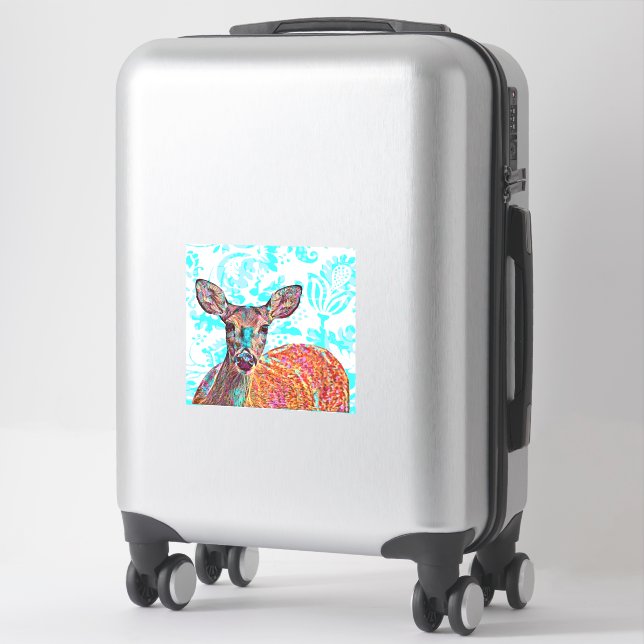 Deer Art Vintage Style Large Sticker (Suitcase)