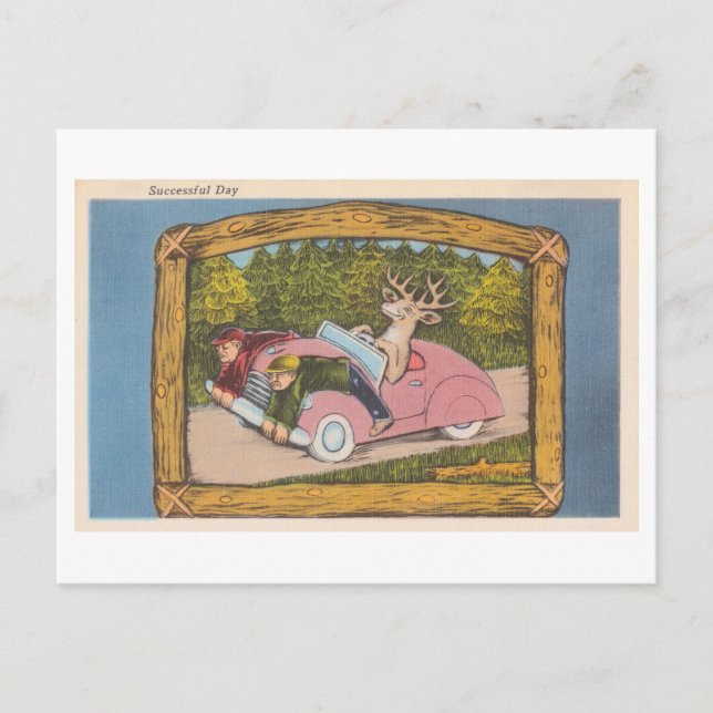 Deer as Hunter Funny Vintage Postcard (Front)