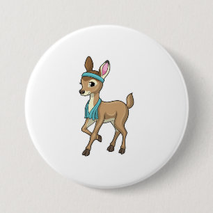 Deer at Fitness with Towel 7.5 Cm Round Badge