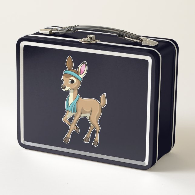Deer at Fitness with Towel Metal Lunch Box (Front)