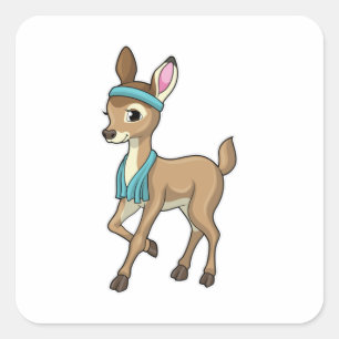 Deer at Fitness with Towel Square Sticker